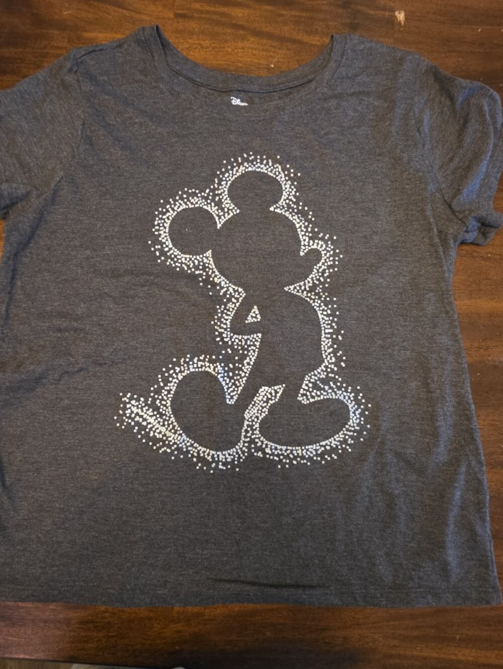 Official Disney Mickey Mouse Rhinestone Graphic Tee Grey Size Juniors XL